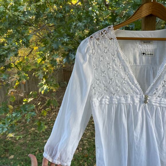 Malvin I Love Linen Women's White 100% Linen Blouse Size S - Picture 3 of 9